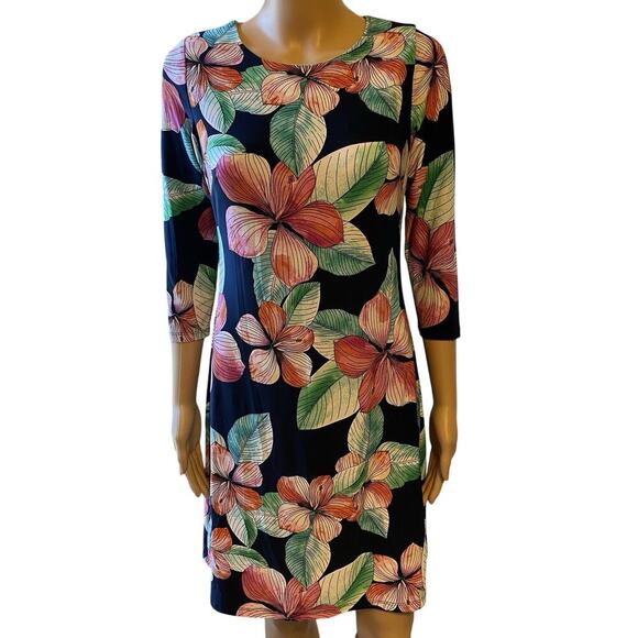 Tommy Hilfiger Multicolored Hawaiian Floral Leaf Print Sheath Dress 2/XS Career - Picture 1 of 9